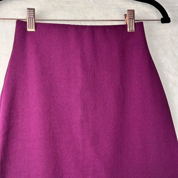 Zara Womens Maxi Pencil Skirt Burgundy Sz S High Waist-Back Slit-Elastic Waist - Picture 5 of 9
